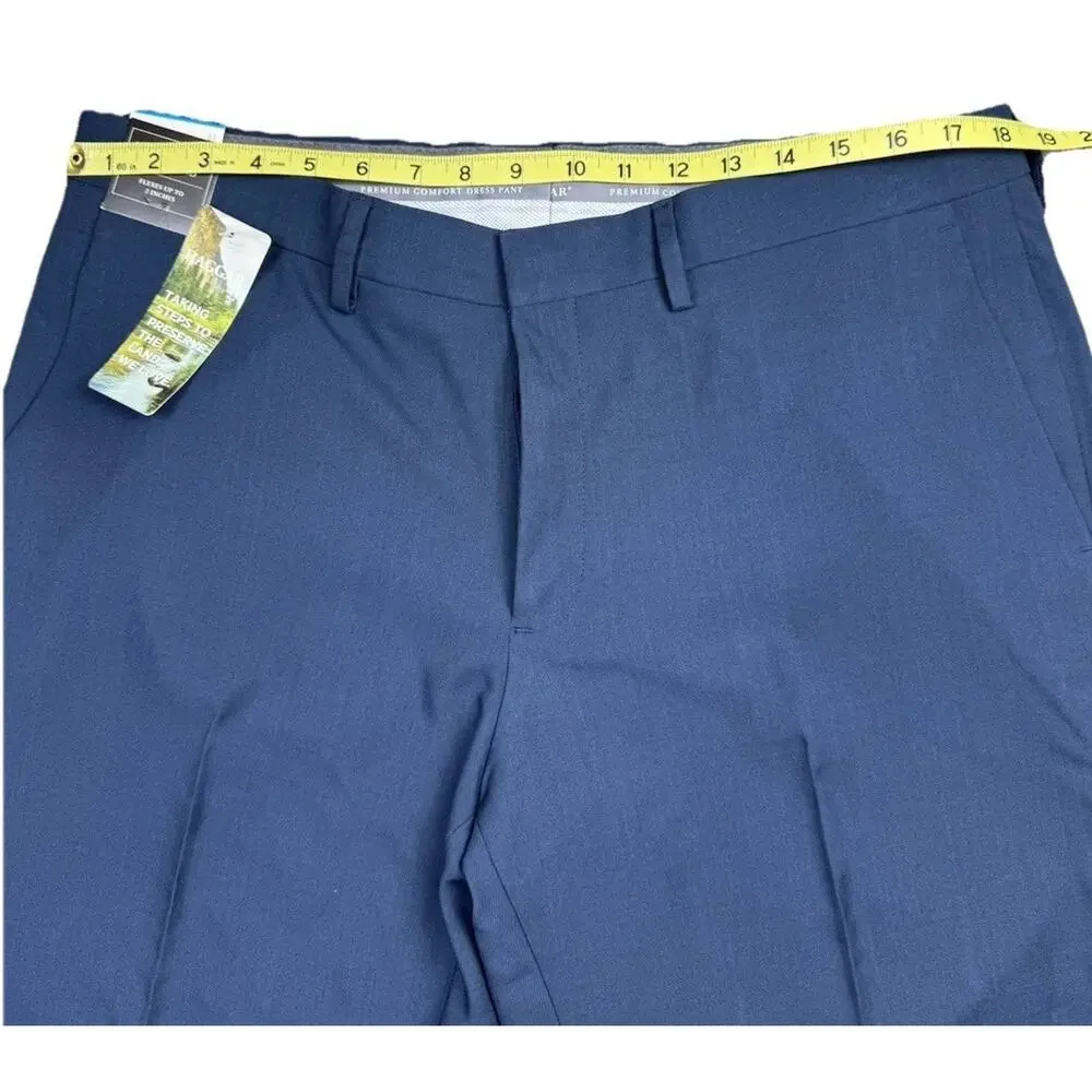 Haggar Premium Comfort Mens Straight Fit Dress Flat Front Pant 36W x 29L‎ Navy
